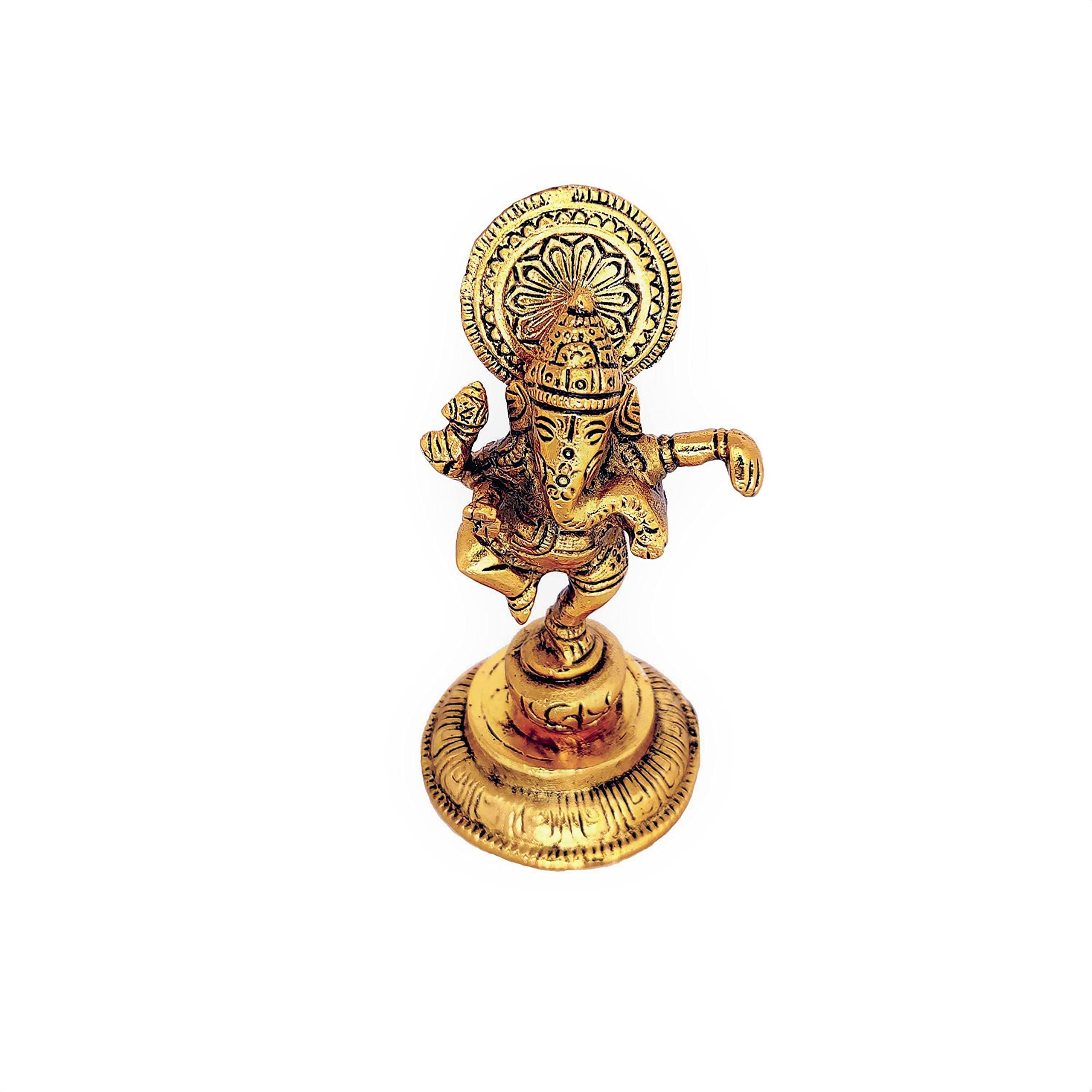 Kridaykraft Ganesha Metal Statue,Ganpati Murti Idol For Pooja & Home,Office Dcor Ganesh Idol For Car Dashboard Religious Showpie